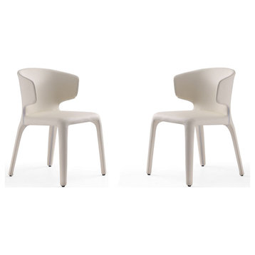 Conrad Leather Dining Chair, Cream/Set of 2