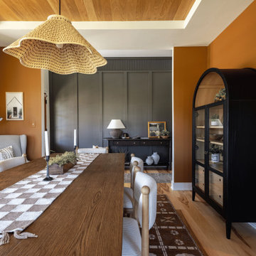 Wood Shiplap Recessed Ceiling & Custom Dining Room Millwork