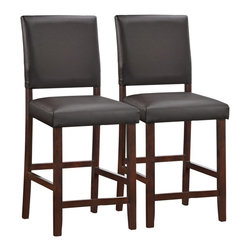Leick - Leick 24" Pebble Ebony Faux Leather Counter Stools Set of 2 - Bar Stools And Counter Stools