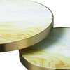 Maison 55 Rex Modern Classic Tan Glass Top Gold Metal Frame Side End Table