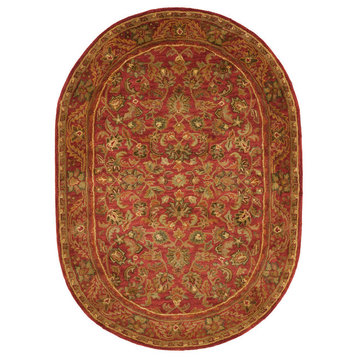 Safavieh Antiquity Collection AT52 Rug, Red, 7'6"x9'6" Oval
