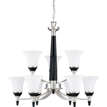 Nuvo Lighting Keen Black 9-Light LED Chandelier With Satin White Glass
