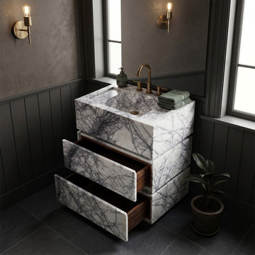 Calacatta Viola Marble Freestanding Drawer Sink (30")