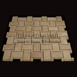 Crema Marfil Marble Basketweave Mosaic Tile with Crema Marfil Dots Polished - Products