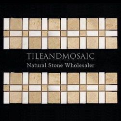 Crema Marfil Marble Border Tile with White Thassos Polished - Products