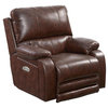 Kealyn Power Lay Flat Recliner with Power Headrest in Brown Faux Leather