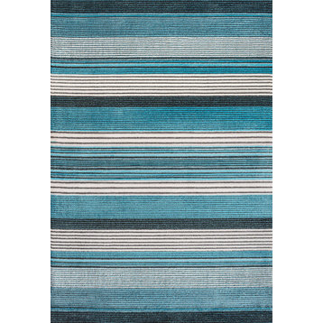 Duxbury Gradient Ticking Striped Blue/Navy 8'x10' Area Rug