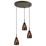 Woodbridge Lighting - Venezia Mini Pendant, Bronze, Mosaic Mirror, 3-Light, 11"D - The Venezia collection is a series of hanging lights featuring uniquely colored designer glass. With many color options to choose from, this transitional design can blend in many rooms with different colors and themes.