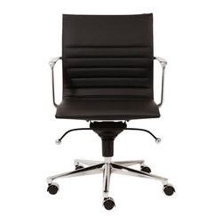 Euro Style - Kyler Low Back Black Faux Leather Office Chair - Bar Stools And Counter Stools