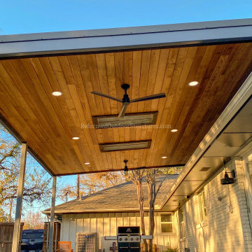 Camp's Elevated Modern Metal & Wood Patio Cover with Skylights
