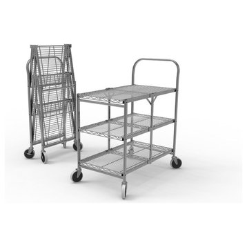 3-Shelf Collapsible Wire Utility Cart