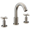 Dawn 3-Hole Faucet, Cross Handles For 8" Centers, Brushed Nickel, Pull-Up Drain