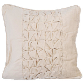 Ivory Decorative Pillow Covers 18"x18" Velvet, Knotty Pearl Ivory