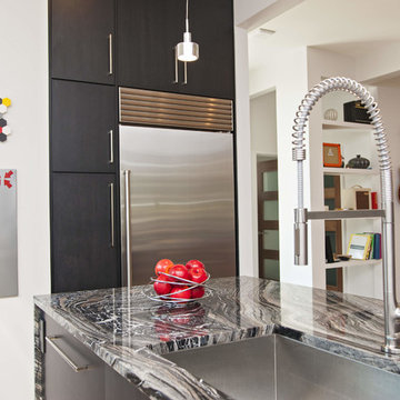 Transitional Dark Wood Kitchen with Modern Accents