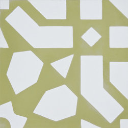 Moroccan Mosaic and Tile House - Azilal Handmade Cement Tile, Tan/White, Sample - Wall And Floor Tile