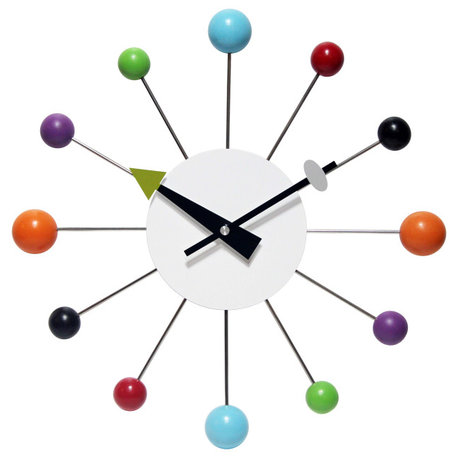 Orb Spoke 15" Mid-Century Modern Wall Clock - Multicolor