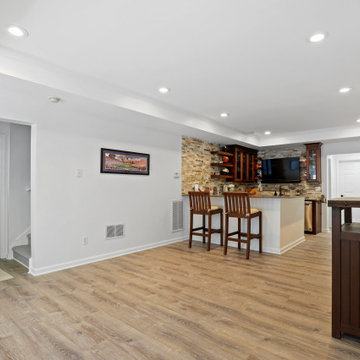 Basement With Exterior Pool & Porch Renovation