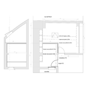 restructuration d'une chambre de service en studette face au Louvre