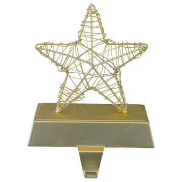 7" LED Lighted Gold Wired Star Christmas Stocking Holder