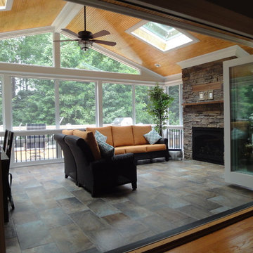 Raleigh NC 3 Season Room with Outdoor Fireplace