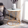 Lacey Glass Top Round Accent Table Gold/White
