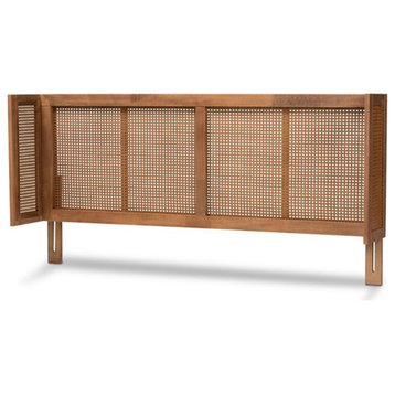Bowery Hill Modern Wood Queen Size Headboard with Woven Detailing in Ash Brown
