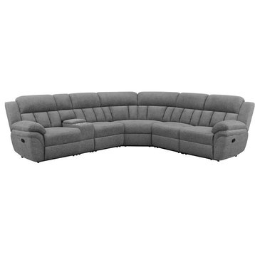 Coaster Bahrain 6-Piece Chenille Upholstered Motion Sectional in Charcoal