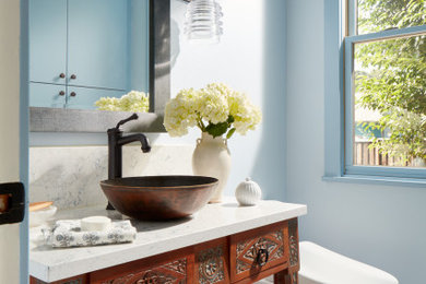 Example of a trendy powder room design in San Francisco