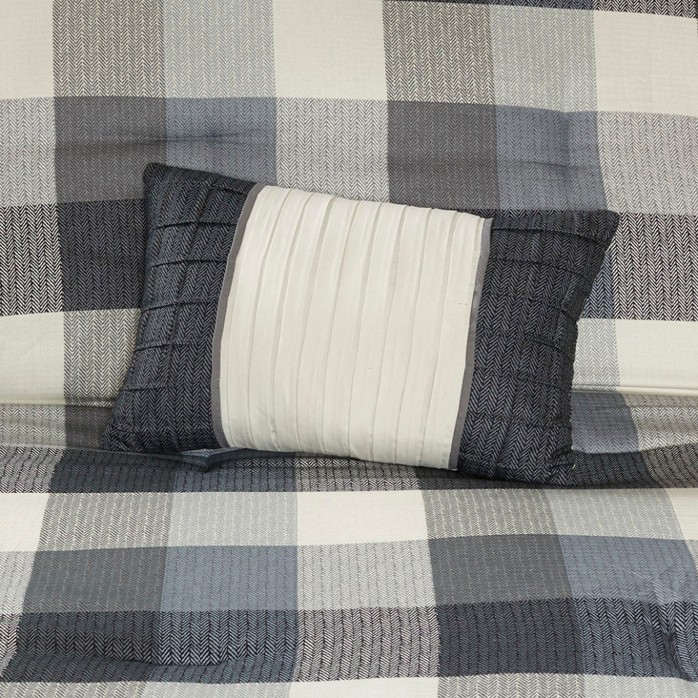Madison Park Ridge Cabin Farmhouse Buffalo Check Comforter Set, Grey ...