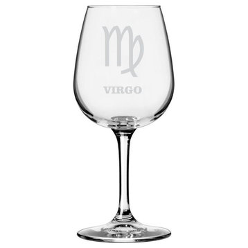 Zodiac Symbol Etched All Purpose 12.75oz. Libbey Wine Glass, Virgo