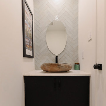 Stone & Art Powder Room Features