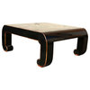 Black Piano Painted Lacquer Floral Coffee Table
