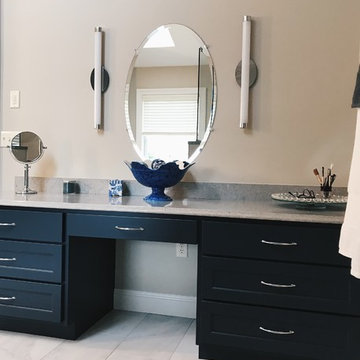 White and Navy Master Bath