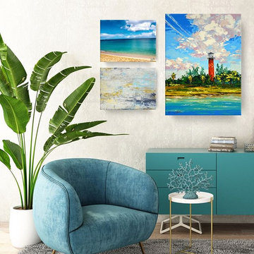 'Jupiter Light' Wrapped Canvas Coastal Wall Art