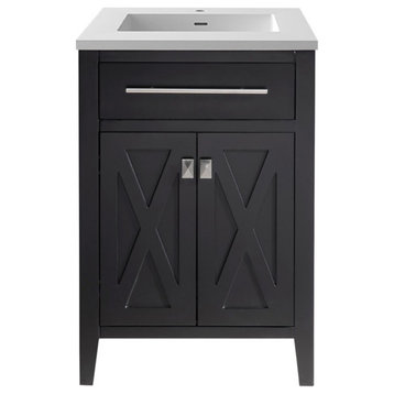 Wimbledon, 24" Espresso Cabinet With Viva Stone Solid Surface Countertop