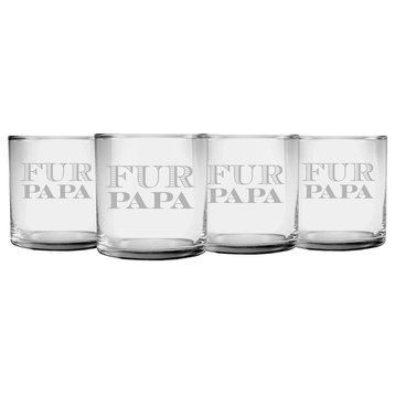 "Fur Papa" Slim Rocks Glasses, Set of 4