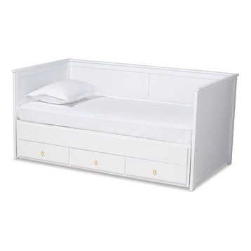 Baxton Studio Thomas White Wood Expandable Twin Size to King Size Daybed