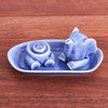 Novica Handmade Magic Elephant In Blue Salt And Pepper Set (3 Pieces)