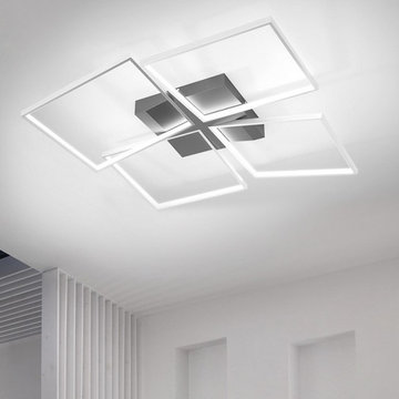Modern Square LED Flush Mount Ceiling Light Silver & Black
