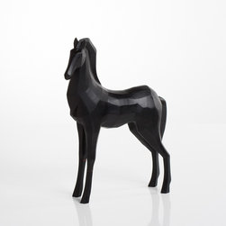 Carved Angle Horse Decor &ndash; Black - Decorative Objects And Figurines
