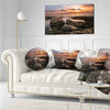 Rough Coast with Ancient Ruins Oversized Beach Throw Pillow, 12"x20"