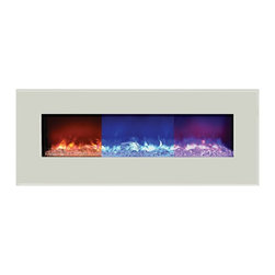 Amantii Wall Mount / Built In Electric Fireplace 48" White Glass Surround - Indoor Fireplaces