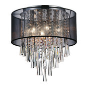 Renee 8-Light Drum Shade Flush Mount, Black, Chrome