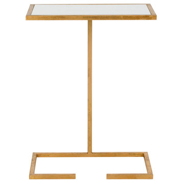 Safavieh Neil Accent Table, Gold, White Glass Top
