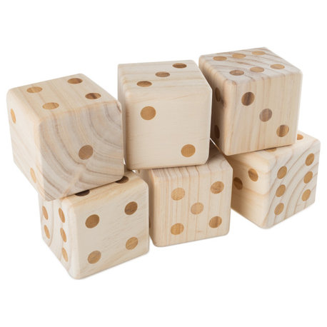 Wooden Yard Dice Set 6-Pack of Giant Playing Dice for Outdoor Games