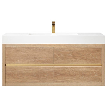 Palencia 48" Single Sink Wall-Mount Floating Wood Bathroom Vanity No Mirror