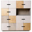 PIX Sideboard, Pebble Grey, White, Oak, 7 Cupboards