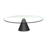 Oscar Round Coffee Table, Clear Glass, Black Base, Large