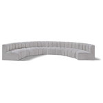 Meridian Furniture - Arc Boucle Fabric Upholstered 8-Pc. Inward Curved Modular Sectional, Grey - Give your living room or den the perfect blend of style and versatility with this Arc boucle fabric curved modular Sectional. Part of the Arc modular furniture collection, this Sectional comes upholstered in rich grey boucle fabric and features deep channel tufting that adds a touch of luxury while enhancing comfort and support. A seamless combination of form and function, this chair can be used with other Arc pieces to create a myriad of configurations in your well-curated room.