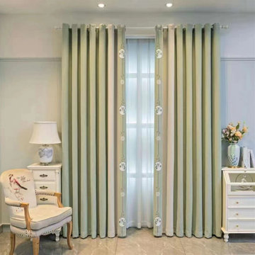 QYFL2302AA 2023 New Arrival Petrel Blue Grey Green Chenille Ready Made Curtains